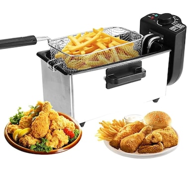 Deep Fryer Stainless Steel 3.0 LTR Capacity Adjustable Temperature Control Stainless Steel Removable Oil Container