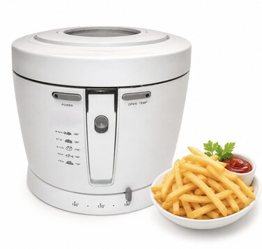 2L Electric Deep Fryer with Adjustable Temperature Control 150°C-190°C, Non-Stick Oil Tank, Frying Basket, Stainless Steel Housing, Deep Fat Fryer for French Fries, Fish & Chicken