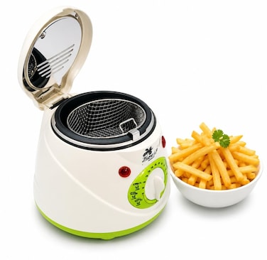 Mini Electric Deep Fryer 1L, Adjustable Thermostat 100-190&deg;C, Stainless Steel Deep Fat Fryer with Frying Basket, Non-Stick Oil Tank for French Fries, Chicken, Fish &amp; Snacks