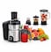 Heavy Duty 4 in 1 Glass Blender & Juicer, Full Metal Spinner Juice Extractor, Citrus Press, Food Processor, Large Capacity Blender for Fruits, Vegetables & Smoothies