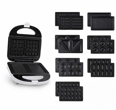 7 in 1 Sandwich Maker with Removable Non-Stick Plates, Sandwich Press, Grill, Waffle, Donut, BBQ &amp; Muffin Maker, Easy-to-Clean Electric Snack Maker