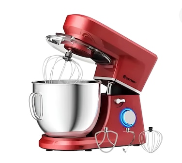 Electric Stand Mixer with 6 Speed Settings &ndash; Powerful Kitchen Food Mixer for Cake, Bread, Pizza Dough, Cookies, Whipped Cream &amp; Baking, Compact Black Design