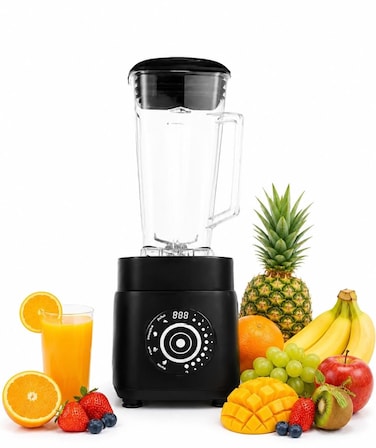 High Speed 1500W Commercial Blender with 2L Jar &ndash; Professional Smoothie Blender, Full Copper Motor, Stainless Steel Blades, Ice Crusher, Mixer Grinder &amp; Food Processor
