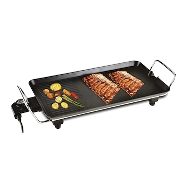 Electric BBQ Grill, Fast Heating Indoor Grill with Adjustable Temperature, Non-Stick Coating, Cool-Touch Handles, Electric Grill for BBQ, Roasting Meat, Fish &amp; Vegetables