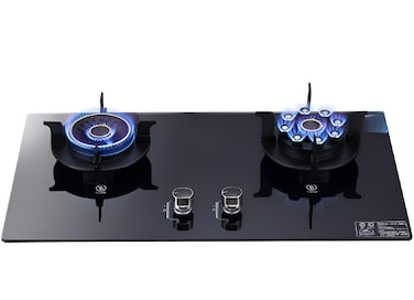 2 Burner Gas Cooktop with Black Tempered Glass, Built-In Gas Stove with Thermocouple Safety Protection, High Efficiency Dual Burner Hob, Durable Kitchen Cooktop