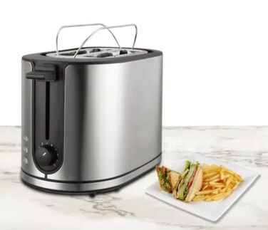 2 Slice Toaster 950W with Extra-Wide Bread Slots, Adjustable Browning Settings, High Lift Function, Removable Crumb Tray & Stainless Steel Finish for Perfect Toast, Bagels and Waffles