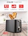 2 Slice Bread Toaster 700W, Electric Breakfast Toaster with 2 Slots, Removable Crumb Tray, Eject Button with Safety Device, Black Plastic Body & Stainless Steel Finish for Toast, Bagels & Waffles