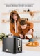 2 Slice Bread Toaster 700W, Electric Breakfast Toaster with 2 Slots, Removable Crumb Tray, Eject Button with Safety Device, Black Plastic Body & Stainless Steel Finish for Toast, Bagels & Waffles