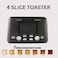 4 Slice Electric Toaster 1600W with 4 Bread Slots, Adjustable Browning Control, Reheat and Defrost Functions, Removable Crumb Tray & Stylish Matte Black Finish for Home Kitchen