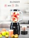 2 in 1  Blender & Grinder with 1.5L Glass Jar, Ice Crushing Blades 600W, 2 Speeds + Pulse Function, Overheat Protection, Safety Lock & Easy-Clean Detachable Parts