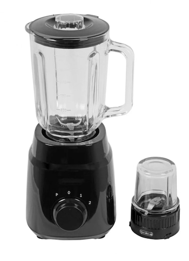 2 in 1  Blender & Grinder with 1.5L Glass Jar, Ice Crushing Blades 600W, 2 Speeds + Pulse Function, Overheat Protection, Safety Lock & Easy-Clean Detachable Parts