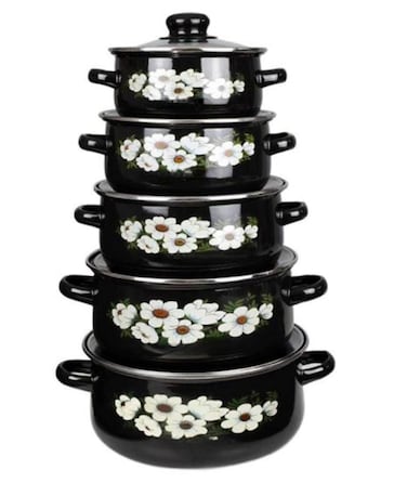 10 Piece Stainless Steel Casserole Cookware Set with Lids, 16/18/20/22/24cm, Induction Compatible, Durable Healthy Cooking Pots, Complete Kitchen Cookware Set