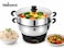 Multi Purpose Electric Cooker 3L, 2100W High-Power Electric Cooking Pot with Steamer Basket, Stainless Steel Inner Pot, Transparent Glass Lid, All-in-One Fry, Boil, Steam &amp; Cook for Home
