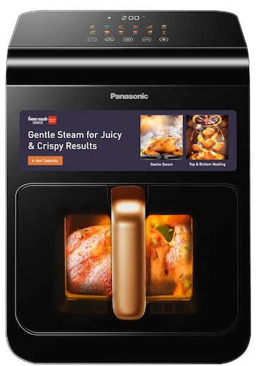 Panasonic Air Fryer NF-CC600, 6 liters, Gentle steam, Viewing window, Top & Bottom heating, LED touch panel with 11 preset menu + FREE Panasonic 1 Home Appliance GIFT