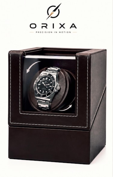 Orixa Automatic Watch Winder Box for Mechanical Watches – Self Winding Watch Display Case with Quiet Motor, Dustproof Acrylic Cover, Dual Power Battery & AC Adapter, Luxury Watch Storage