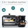 Breakfast Station 3 in 1 1500W – 9L Toaster Oven, Coffee Machine & Non-Stick Griddle, All-in-One Breakfast Maker for Kitchen, Apartment, RV & Office