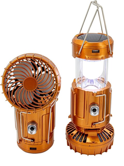 Solar Fan LED Camping Light, Portable 3-in-1 Foldable Lantern with USB &amp; Solar Charging, Adjustable Fan &amp; Bright LED, for Camping, Fishing, Hiking, Night Walking,