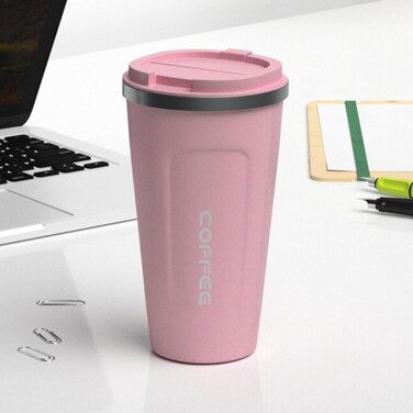 كوب قهوة للسفر من BrewGlide - كوب من الفولاذ المقاوم للصدأ معزول بالفراغ بسعة 510 مل مع تصميم غطاء قابل للطي مقاوم للانسكاب - يحتفظ بالمشروبات الساخنة والباردة لمدة 6-8 ساعات