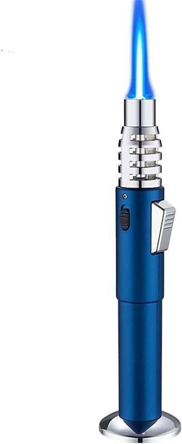 Torch Lighter &ndash; Blue Flame Windproof Butane Lighter with Adjustable Flame and Safety Lock &ndash; Refillable, Durable, and Wind-Resistant for Outdoor Use, Cooking