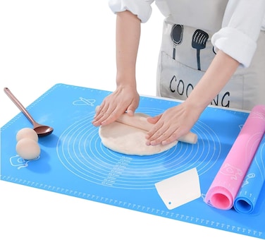 حصيرة خبز من السيليكون لدحرجة المعجنات، حصيرة عجينة الفوندان - قابلة لإعادة الاستخدام، مقاومة للحرارة، غير لاصقة للبيتزا والكعك والخبز