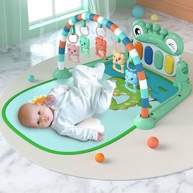 Baby Play Gym Mat with Music, Lights, and Pedal Piano - Newborn Activity Playmat   Music Light Crawling Activity Rug Toy Infant Gift