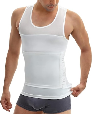 Men's Slimming Compression Vest Body Shaper Tank Top - Tummy Control Shirt  Control Underwear Moobs Binder