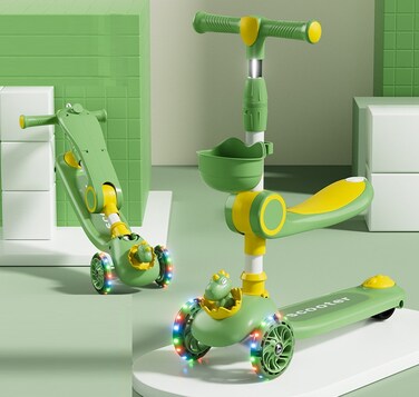 سكوتر 3 في 1 للأطفال – مقود قابل للتعديل الارتفاع، مقعد قابل للإزالة مع مقبض دفع