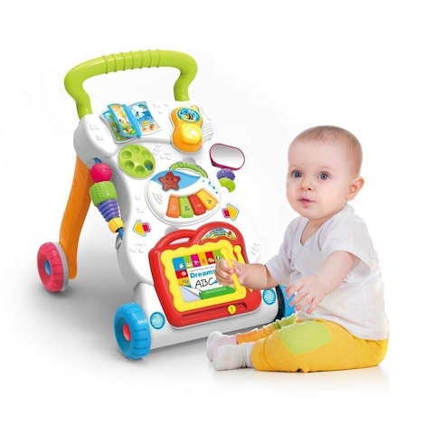 Baby Walker Learning Trolley for 1+ Year Old - Adjustable Speed Musical Walking Training Car Toy