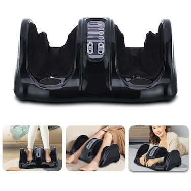 Foot &amp; Leg Massager &ndash; Deep Tissue Finger Pressure Calf &amp; Foot Massage Machine, Reflexology Therapy for Circulation &amp; Pain Relief, Adjustable Speed &amp; Heat