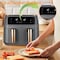 Dual Basket Air Fryer &ndash; 9QT 2800W XL Air Fryer with Independent Temperature Control, Sync Finish &amp; Dual Cook, Shake Reminder &amp; Dehydrate Function (Grey)
