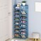 Modern Entryway Shoe Rack Storage Cabinet with Mirror &ndash; Wooden Shoe Stand &amp; Display Organizer with Shelves &amp; Doors &ndash; Space-Saving Shoe Storage