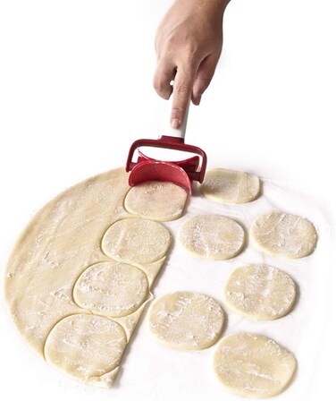 2pcs Rolling Pastry Cutter Set &ndash; Dumpling Wrappers Cutter Mold, Round Shape Dough Press, Ideal for Homemade Pastries, Dumplings, and Cookies
