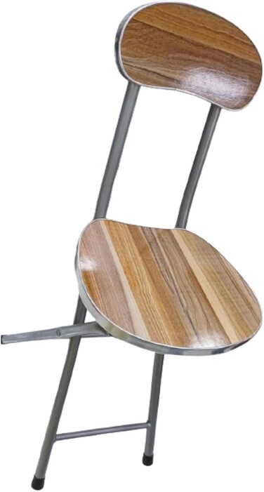Elegant Metal Foldable Chair Space-Saving, Stylish &amp; Durable, Wood Brown Seat, Sturdy Metal Frame, Portable Computer, Kitchen, Camping, Office &amp; Party Seating
