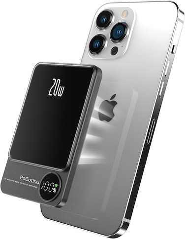 Magnetic Power Bank 5000mAh &ndash; Ultra Slim Wireless Charger with 20W Fast Charging, MagSafe Compatible, Portable Battery Pack with Digital Display