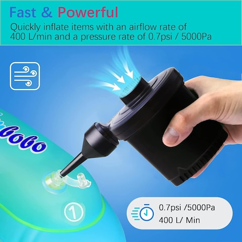 Electric Air Pump for Air Mattress - High-Powered Portable Inflator/Deflator with 3 Nozzles for Air Beds, Pool Floats, Inflatable Boats, Sleeping Bags