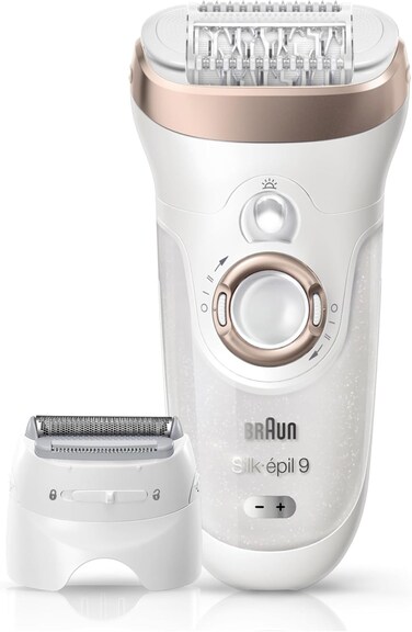 آلة إزالة الشعر اللاسلكية Braun Silk-Épil 9 9-561 للاستخدام الجاف والمبلل - إزالة الشعر بكفاءة فائقة مع 6 ملحقات، رأس أعرض بنسبة 40%، تقنية الملقط MicroGrip