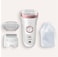Braun Epilator Silk-&eacute;pil 9 SkinSpa 9720 &ndash; Wet &amp; Dry Cordless Epilator with Exfoliation Brushes, 40 MicroGrip Tweezers, Skin Massager,  Pink/White
