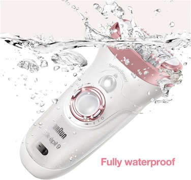 آلة إزالة الشعر Braun Silk-épil 9 SES 9980 للاستخدام الجاف والمبلل - 40 ملقطًا، وتقنية MicroGrip، وفرشاة تقشير، ورأس ماكينة حلاقة وتشذيب - إزالة الشعر بدون أسلاك