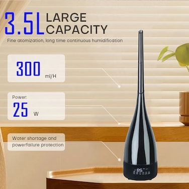 مرطب هواء كبير بالموجات فوق الصوتية وناشر للروائح العطرية - موزع للزيوت العطرية قائم على الأرض مع رذاذ بارد ودافئ، فوهة 360 درجة، تشغيل هادئ