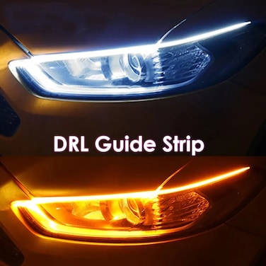 Flexible LED Daytime Running Lights (DRL) with Sequential Turn Signal &ndash; Universal Car Strip Lights for Headlights, Waterproof, Super Bright