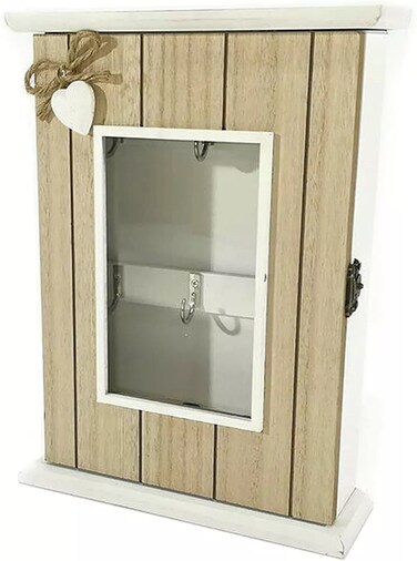 Wooden Key Box Cabinet &ndash; Wall-Mounted Key Holder with Secure Door, Rustic Wooden Key Storage Box for Entryway, Home &amp; Office D&eacute;cor
