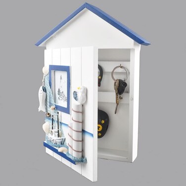 Mediterranean Style Key Cabinet &ndash; Wall-Mounted Wooden Key Box with Bird Design, Hanging Key Storage Case for Entryway, Hallway &amp; Home D&eacute;cor
