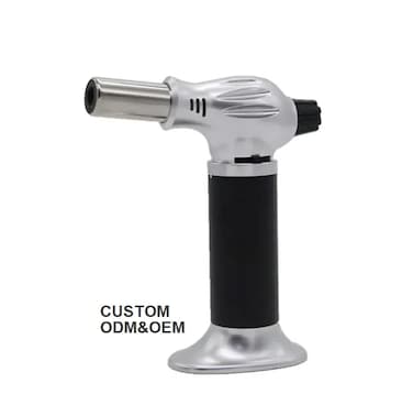 Windproof Adjustable Butane Torch Lighter - Refillable Handheld Blue Flame for Cooking, Chef, Culinary, Soldering, BBQ, and Crafts