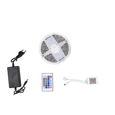 5M RGB LED Strip Light, SMD5050 Low Voltage Smart LED Tape with 44-Key IR Remote, Waterproof IP65, Multicolor Decorative Lighting for Home,