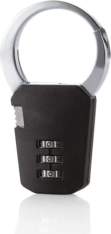 قفل برقم تركيبي مع حلقة تثبيت - قفل آمن ومحمول برمز مكون من 3 أرقام للسفر والجيم والأمتعة وحقائب الظهر ومعدات الهواء الطلق (لون عشوائي)