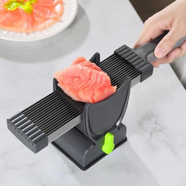 Meat Slicer for Raw Meat - Adjustable Jerky Slicer Cutter Set for Perfect Thin or Thick Slices   Professional Cleavers for Kitchen   Ideal for Fresh Meat,