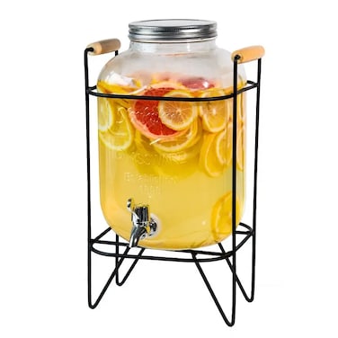 Glass Beer Barrel with Faucet &ndash; 5L/10L Cold Drink Dispenser for Beer, Juice, Wine &amp; Beverages   Stylish Beverage Storage &amp; Serving Container with Tap