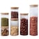 Borosilicate Glass Spice Storage Containers &ndash; Airtight Food Storage Bottles with Bamboo Wooden Lids, Set of 3 for Kitchen Organization, Spice Jars