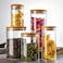 Borosilicate Glass Spice Storage Containers &ndash; Airtight Food Storage Bottles with Bamboo Wooden Lids, Set of 3 for Kitchen Organization, Spice Jars