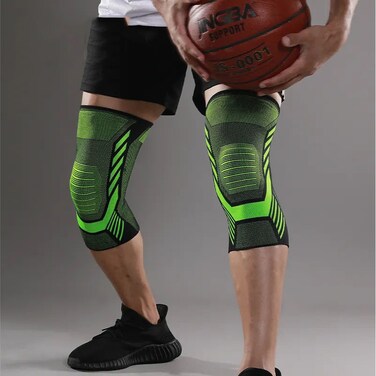 دعامة الركبة الرياضية المضادة للانزلاق مع شريط سيليكون - واقي الركبة لللياقة البدنية والجري وكرة السلة لاستقرار المفصل وتسكين الآلام والحماية